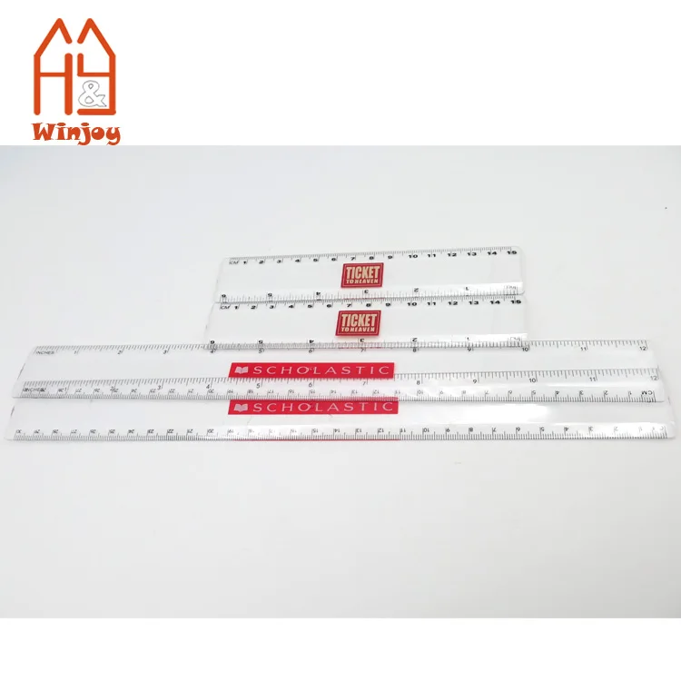 Custom 15cm/6 Inch 30cm/12 Transparent Plastic Straight Ruler With Customized Logo Print for School and Office.
