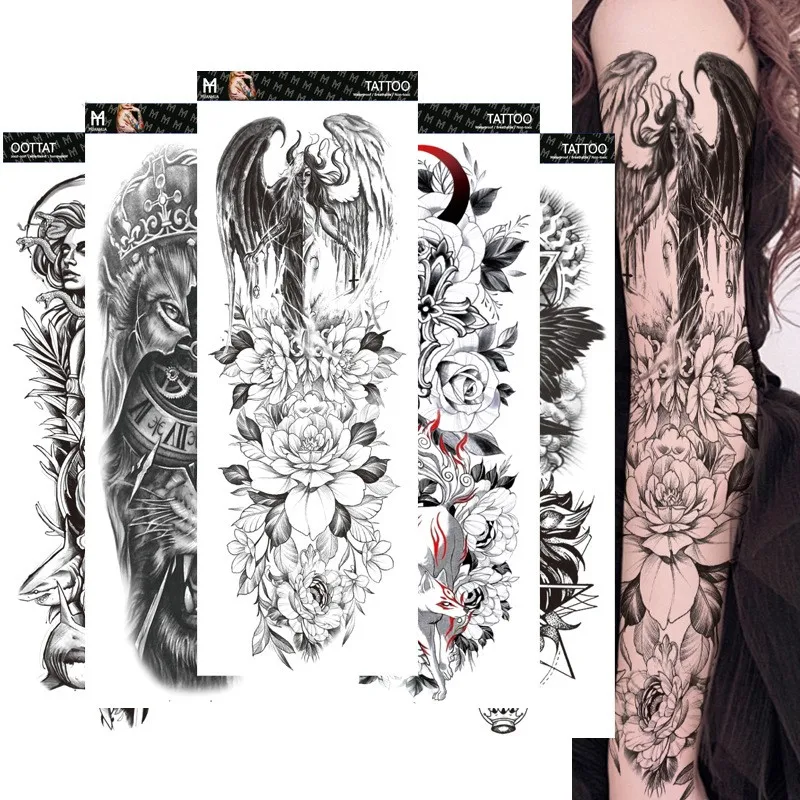 High Quality New Design Sexy Lower Black Tattoos Sticker Custom Private Label Full Arm Mehndi Tattoo Sticker