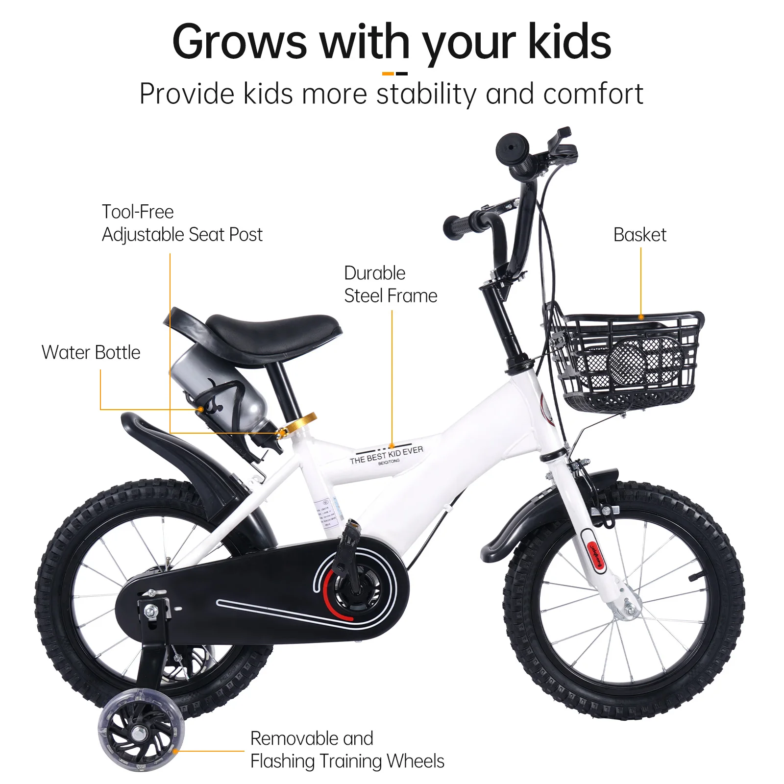 14 inches children bicycles male female baby 3-5 years Front rear double brakes carbon steel kids bicycle with training wheels