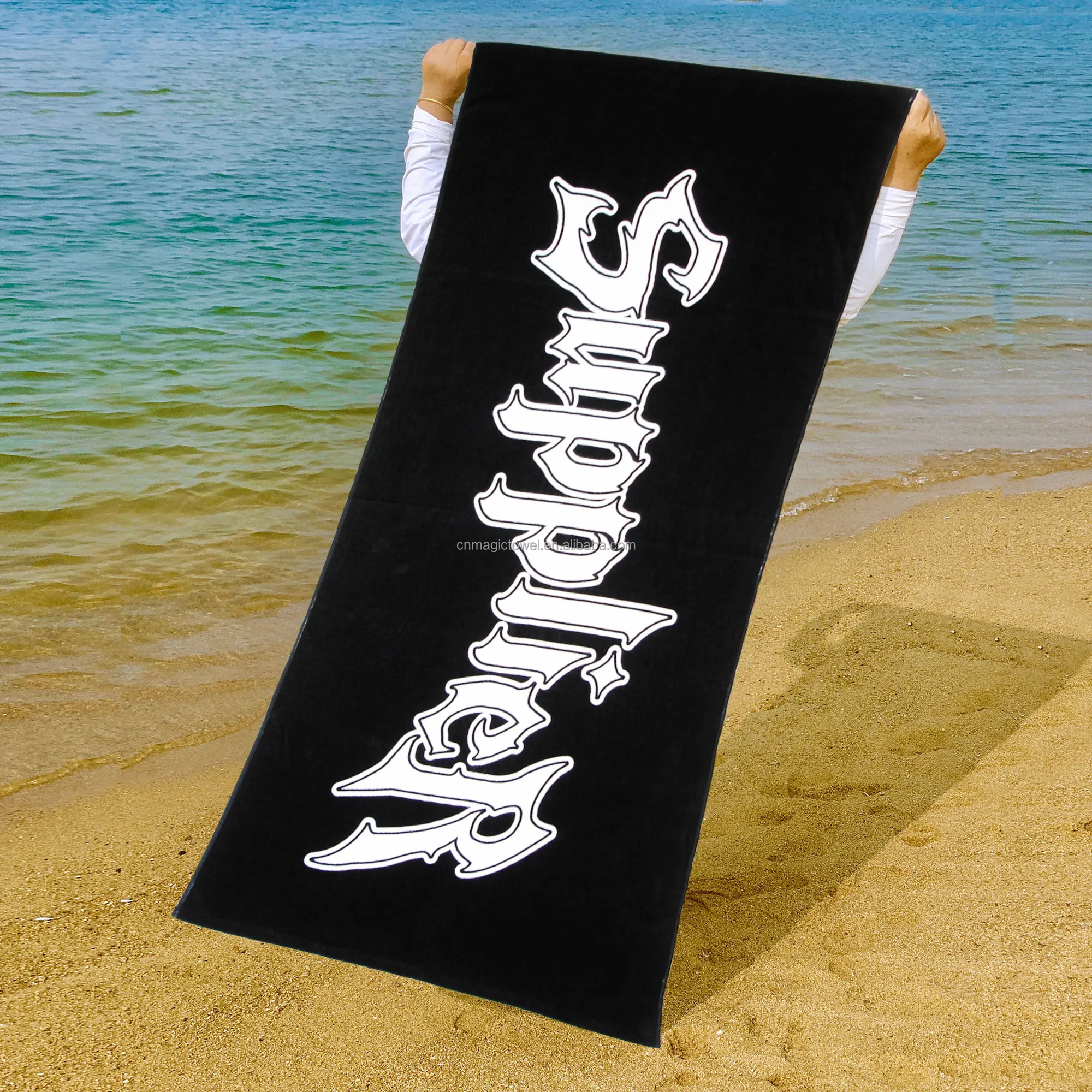 Small MOQ high quality custom design digital reactive printing beach towel soft dry body bath towel 100% cotton pool towel