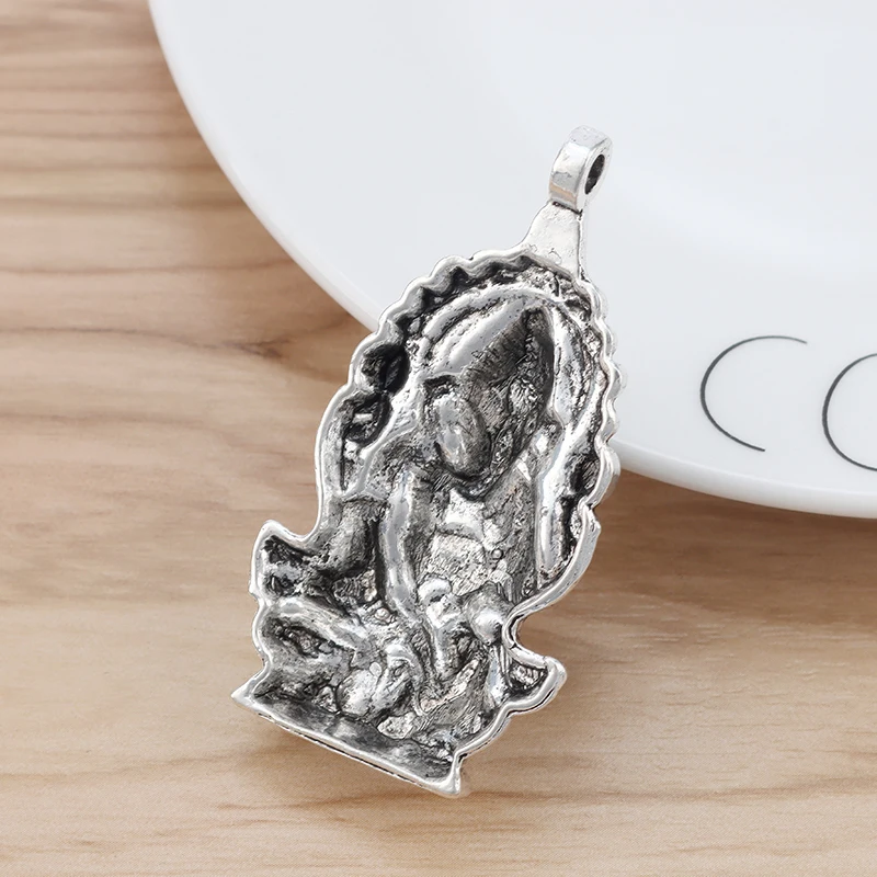 
Antique Silver Large Ganesha Elephant God Of Beginnings Charms Pendants for Necklace Jewelry Making 62x32mm 