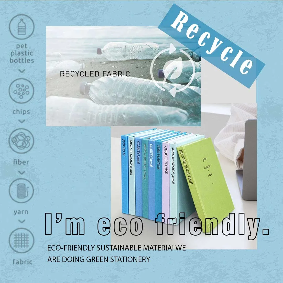 Free sample Custom Printed Logo Eco Friendly Notebook Inspirational Journal Waterproof Fabric Hardcover Planner