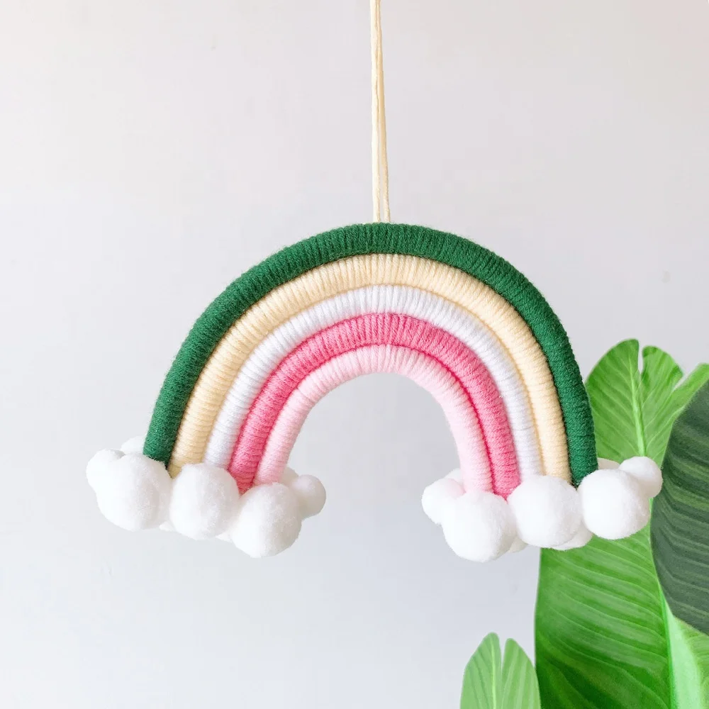 Kids Room Nursery Decor Woven Rainbow Macrame Wall Hanging Boho Rainbow Macrame