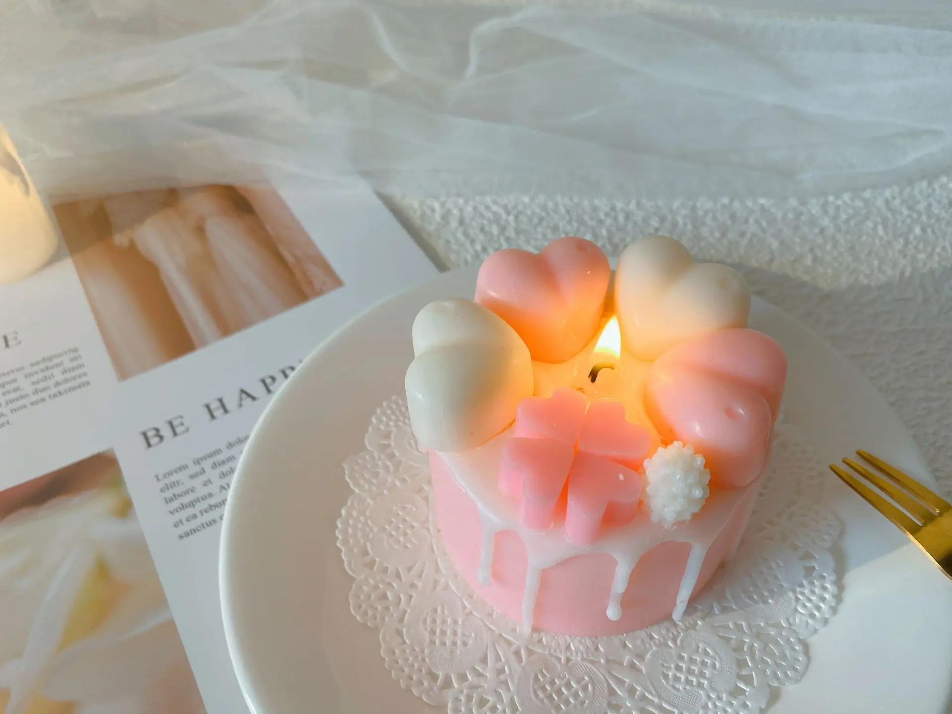 Birthday Small Pink Heart Valentine Food Customized Wholesale Soy Wax Luxury Private Label Mini Scented Candles