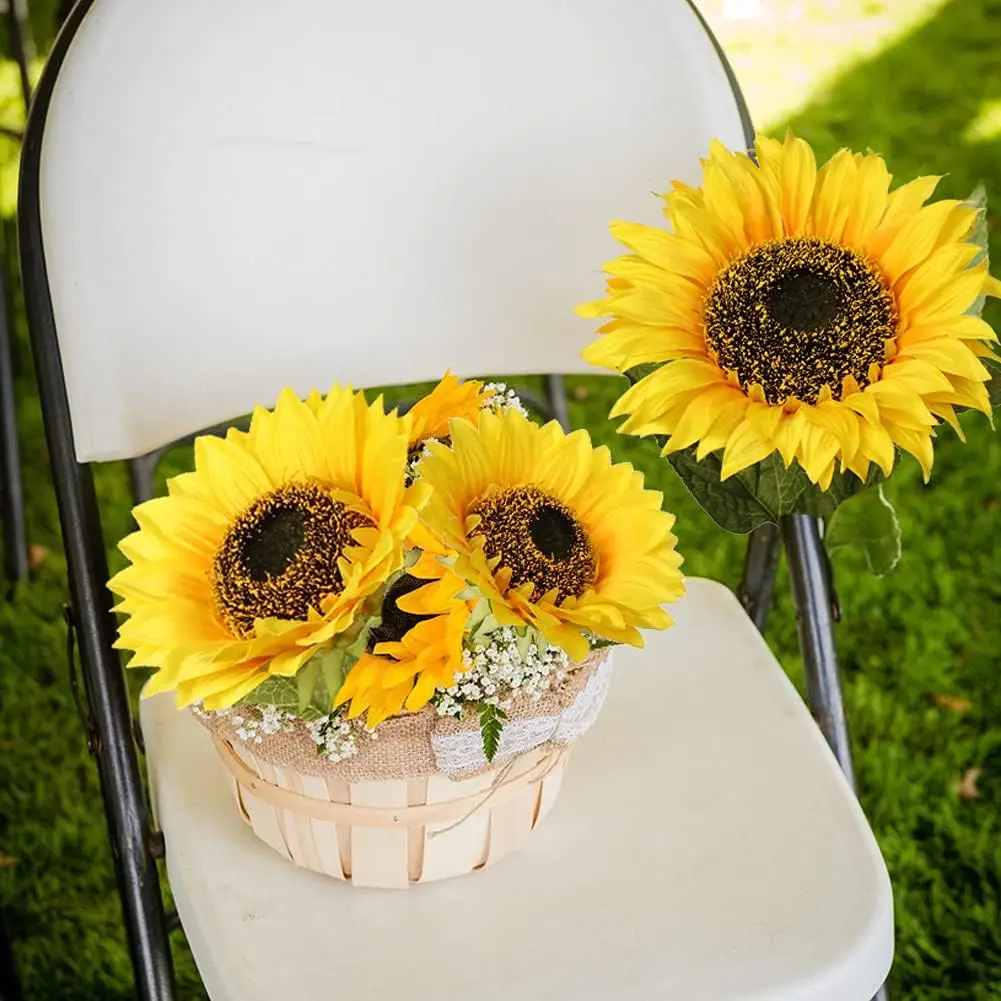 Artificial Sunflower Bouquet Realistic Flowers for Home & Garden Decoration Wedding Christmas Graduation DIY Craft Art for Bride