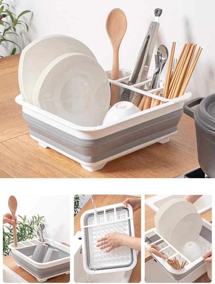 Wholesales Collapsible Dish Drying Rack Portable Dish Drainer Dinnerware Organizer Kitchen RV Campers Storage