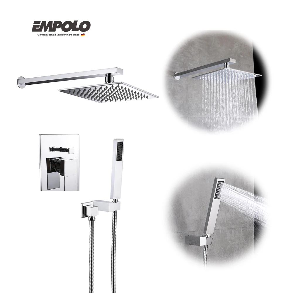 Italian Bathroom Hot Cold Mixer Ultra Slim Rainfall Head In Wall Mounted Hidden Rain Concealed Brass Shower Faucets For Senior