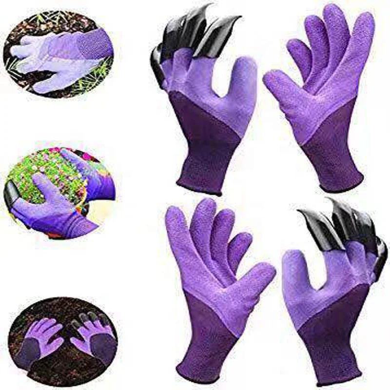 4 Colors Handskar Household Digging Work Mitten Women Men Gardening Planting Working Safety Latex Coated Garden Gloves with Claw