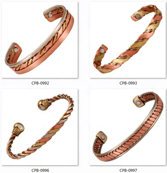 Wollet Antique Twisted Braided Wide Cuff Magnetic Therapy Pure Copper Bangle Bracelets