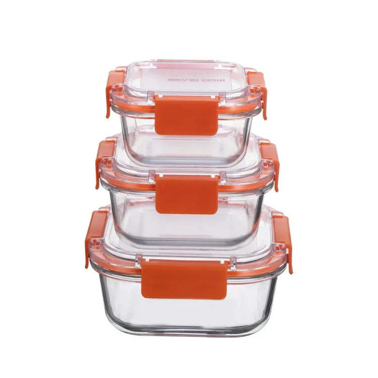 IKOO BPA free takeway light weight glass food prep with snap locking lids
