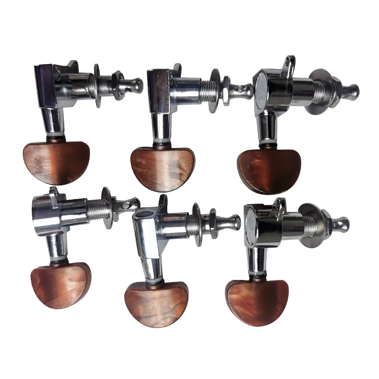 HUASHENG Brown Colors Classic Guitar Tuning Pegs Kit 6 Machine Heads Musical Educational Children Students Electric Guitar Parts