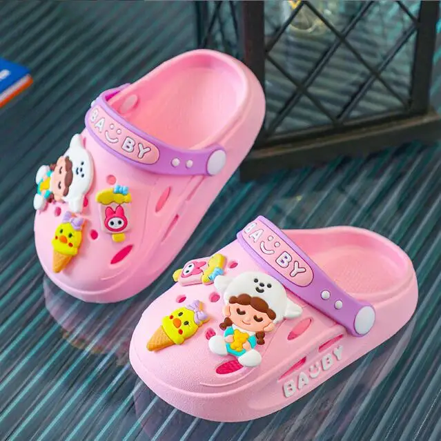 Fashion Boys Girls Summer Kids Beach Garden Shoes Outside Slides Baby Toddler Pvc Non-slip Indoor Sandals