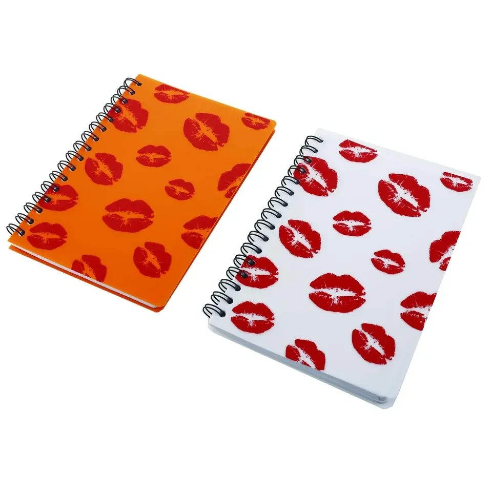 Big red lip PVC cover spiral wire binding journal planner  wholesale