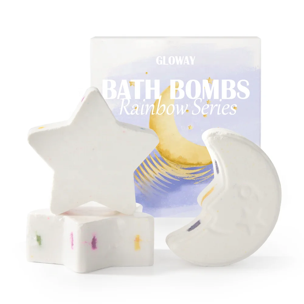 1Pc Night Sky Cosmic Themed Curelty Free Hydrating Aromatic Bath Fizzies Moon And Star Shaped Rainbow Shower Bath Bomb