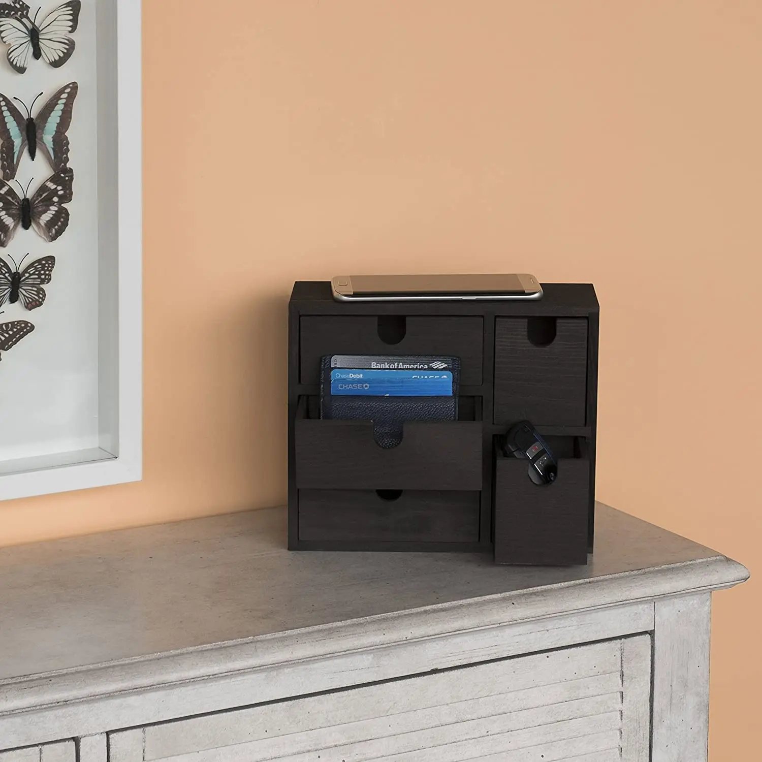 
Small Multi Purpose Desktop Organizer Caddy with 5 Drawers Storage Cabinet Sewing Box and DIY Storage box 