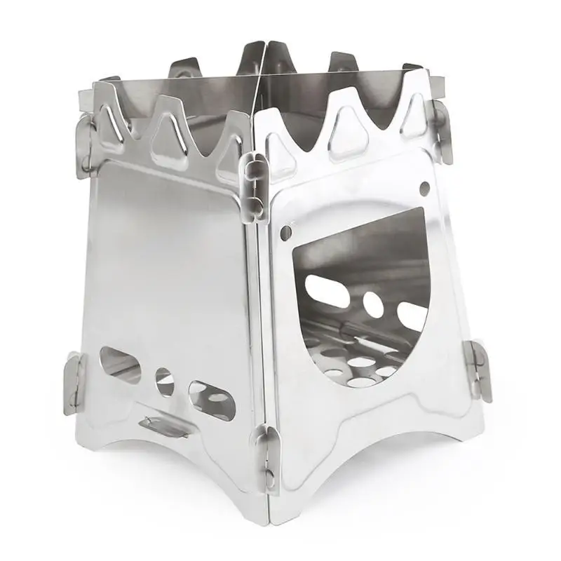 New Stainless Steel Foldable Mini Charcoal Grill Lightweight Barbecue Grill Outdoor BBQ Picnic Equipment Camping Wood Stove