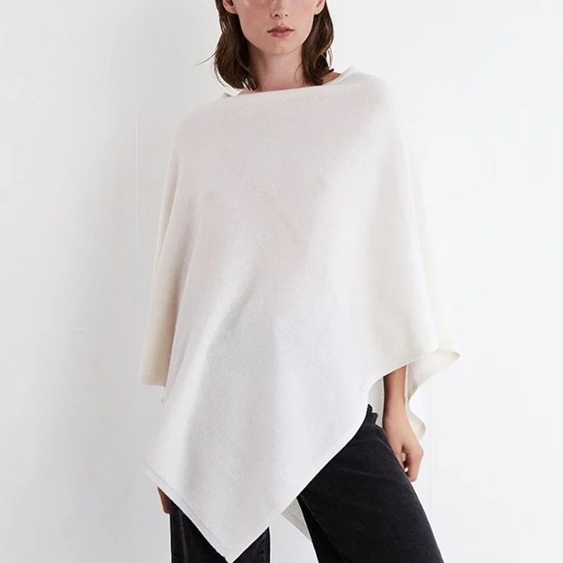 90% Wool 10% Cashmere Knitted Shawl/Scarf Luxury Solid Poncho Women Soft Comfortable Customized Logo