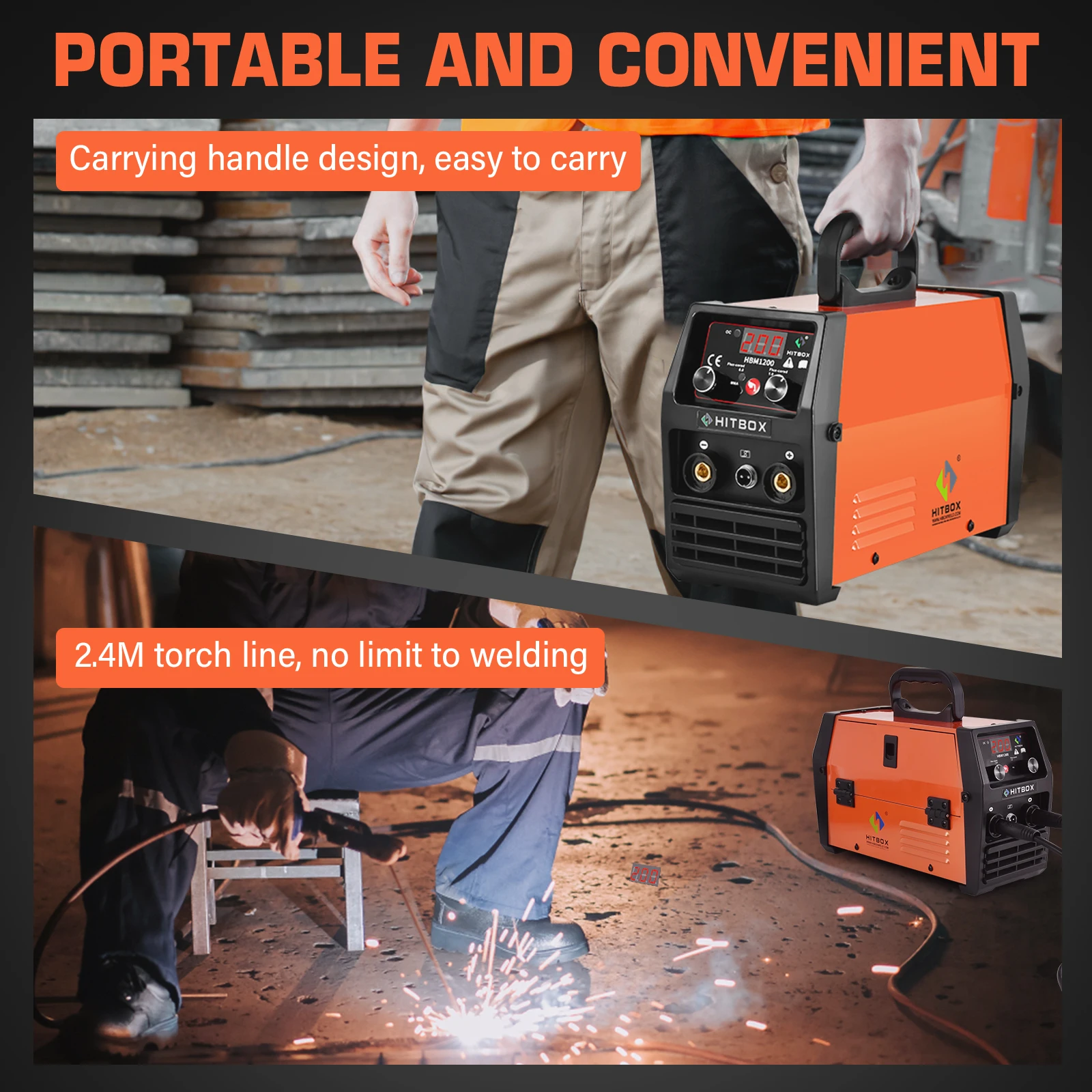 Portable HBM-1200  Smart Portable 3 in 1 Welding Machine MIG TIG CUT MMA and Flux Welding Without Gas Multifunction Welding mach