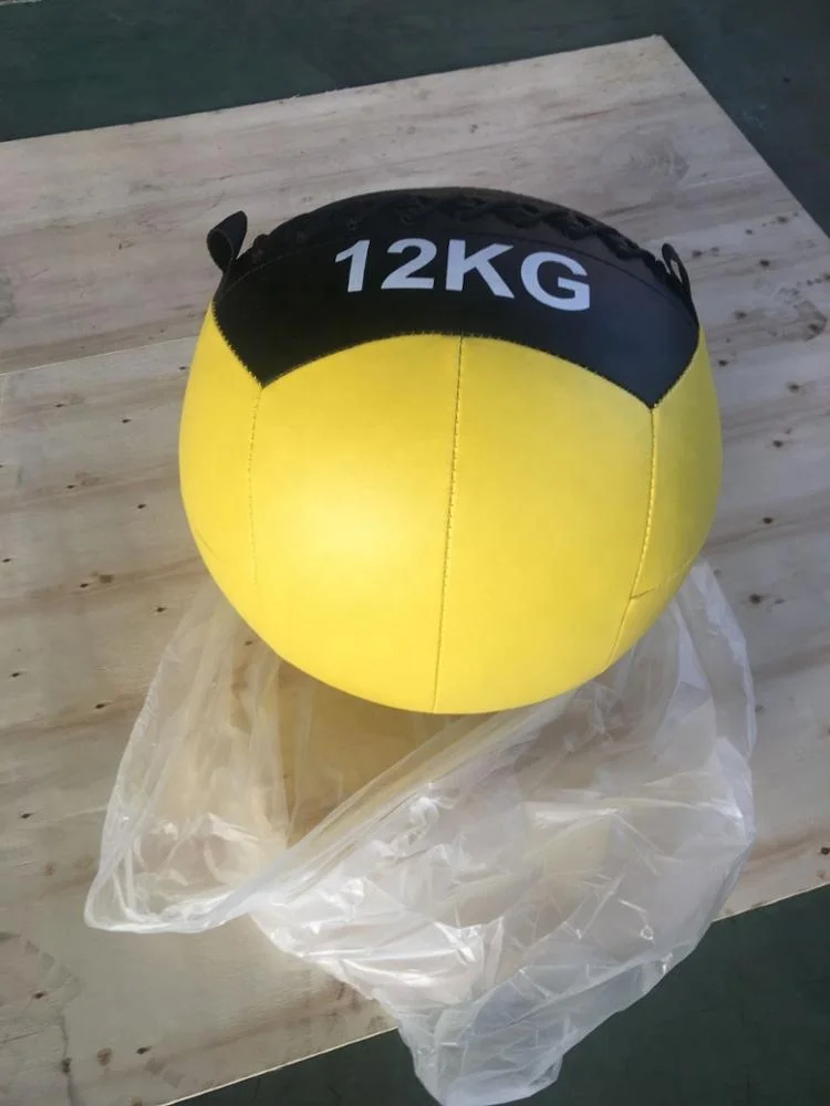 China supply cheap gym equipment cross fitness leather PU wall ball