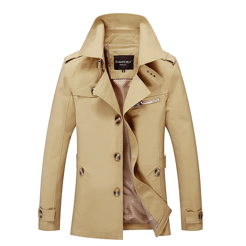 Men Jacket Coat Long Section Fashion Trench Coat Male Casual Fit Overcoat Jacket Outerwear