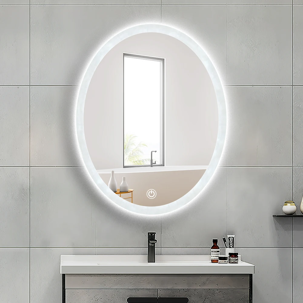 Vanity Luxury Frameless Hotel Salon Customized Half Moon Round Shape LED Dimmable Light Bathroom Mirror Dressing Mirror