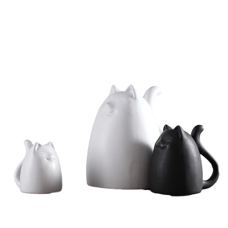 Shop Welcome Ceramic White And Black Cat  Lucky Cat  For Improved Sales