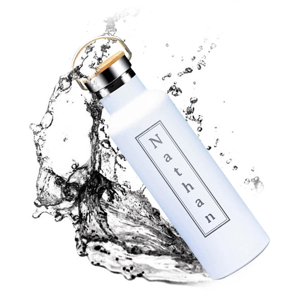 Personalized 500ml Bamboo Lid Steel Metal Lid Sports Bottle Stainless Steel Water Bottle