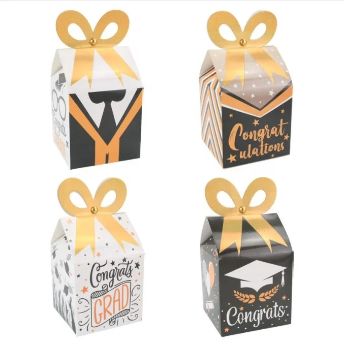 12pcs Congrats Graduation Decoration Cookie Box Gift Grad Candy Boxes Happy Graduation Favors For Students