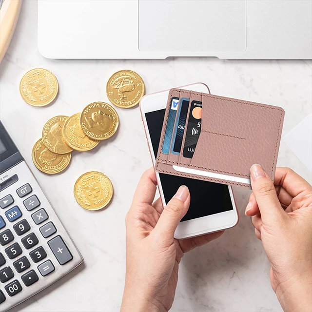 BSCI Custom Color Logo PU Leather Men Women Credit Card Holder Wallet Pocket Minimalist Slim Cardholder Wallet