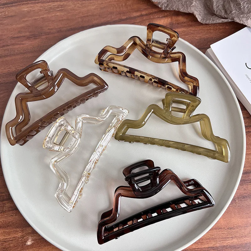 Custom Logo Olive Green Plastic Resin Large Hair Claw Clip Women Hair Accessories 12.8cm Big Claw Clamp For Women Thick Hair