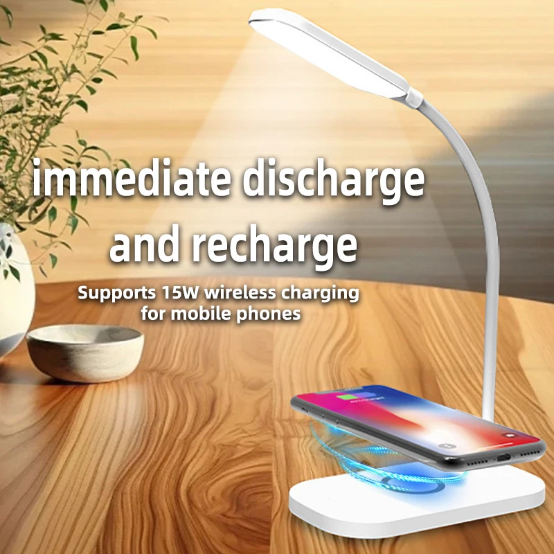 High quality Tri-tone light Wireless charging office study touch desk lamp modern bed side led table lamp night light