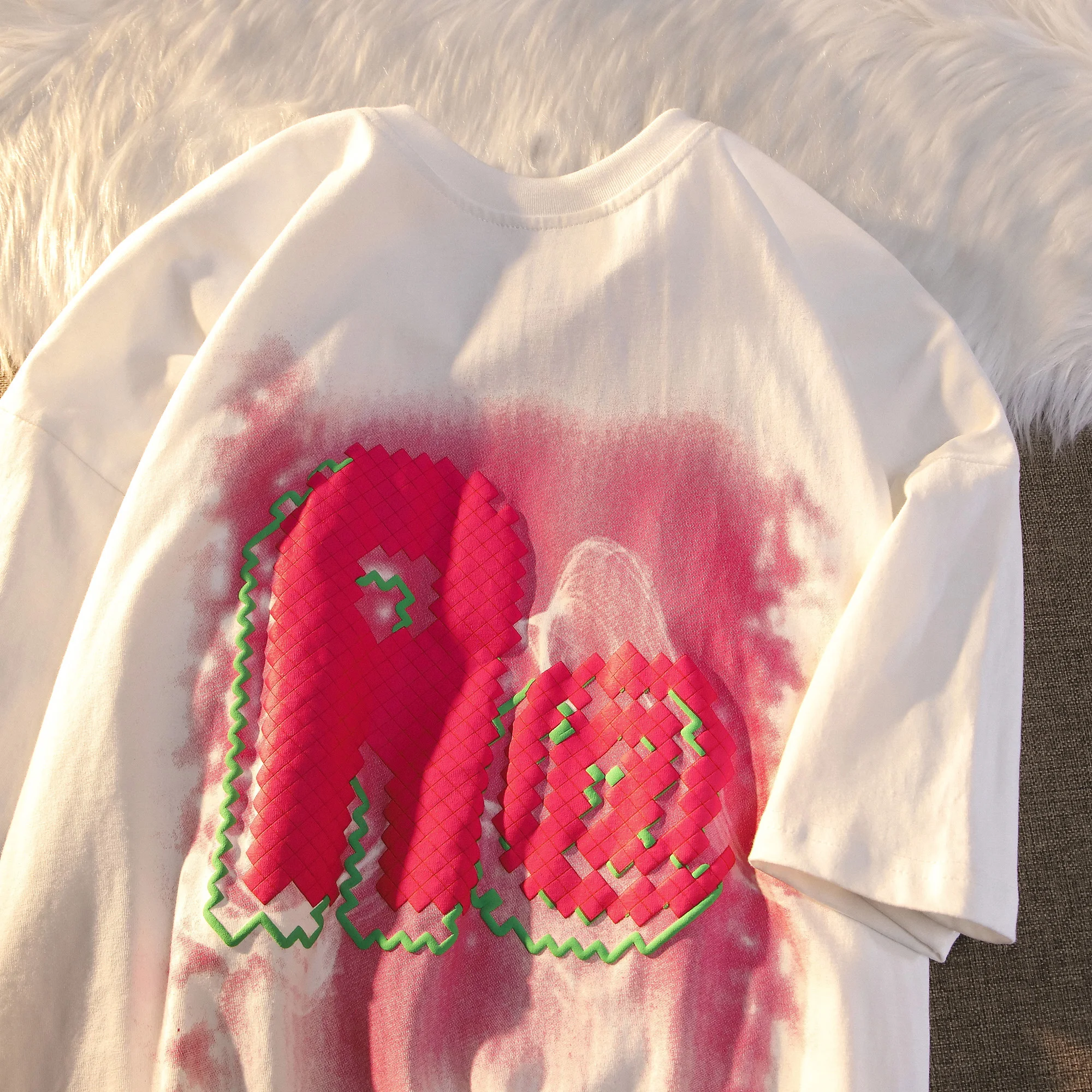 T-Shirt Dress White Puff Logo Puff Print T Shirt Manufacturer Free Sample Puff T Shirt