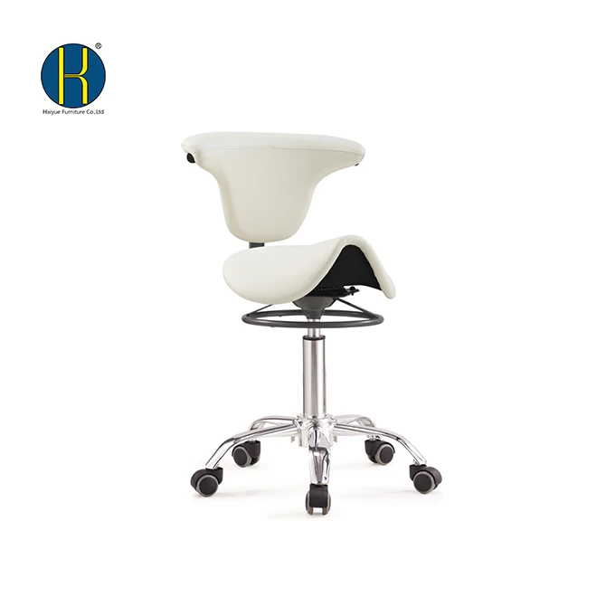 PU Leather Ergonomic Saddle  Seat Dental Assistant Chair Office Stool