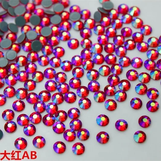 Wholesale Big Package Rhinestone in Bulk Lt.siam AB Hotfix Flat Back Glass Rhinestones For Clothes