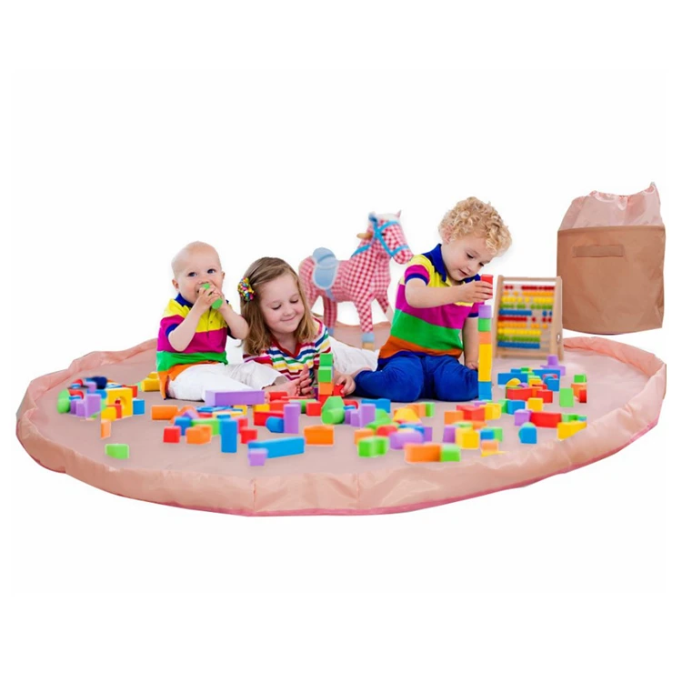 Portable container for storing kids toys picnic camping mattress children play mat and toy organizer storage bag
