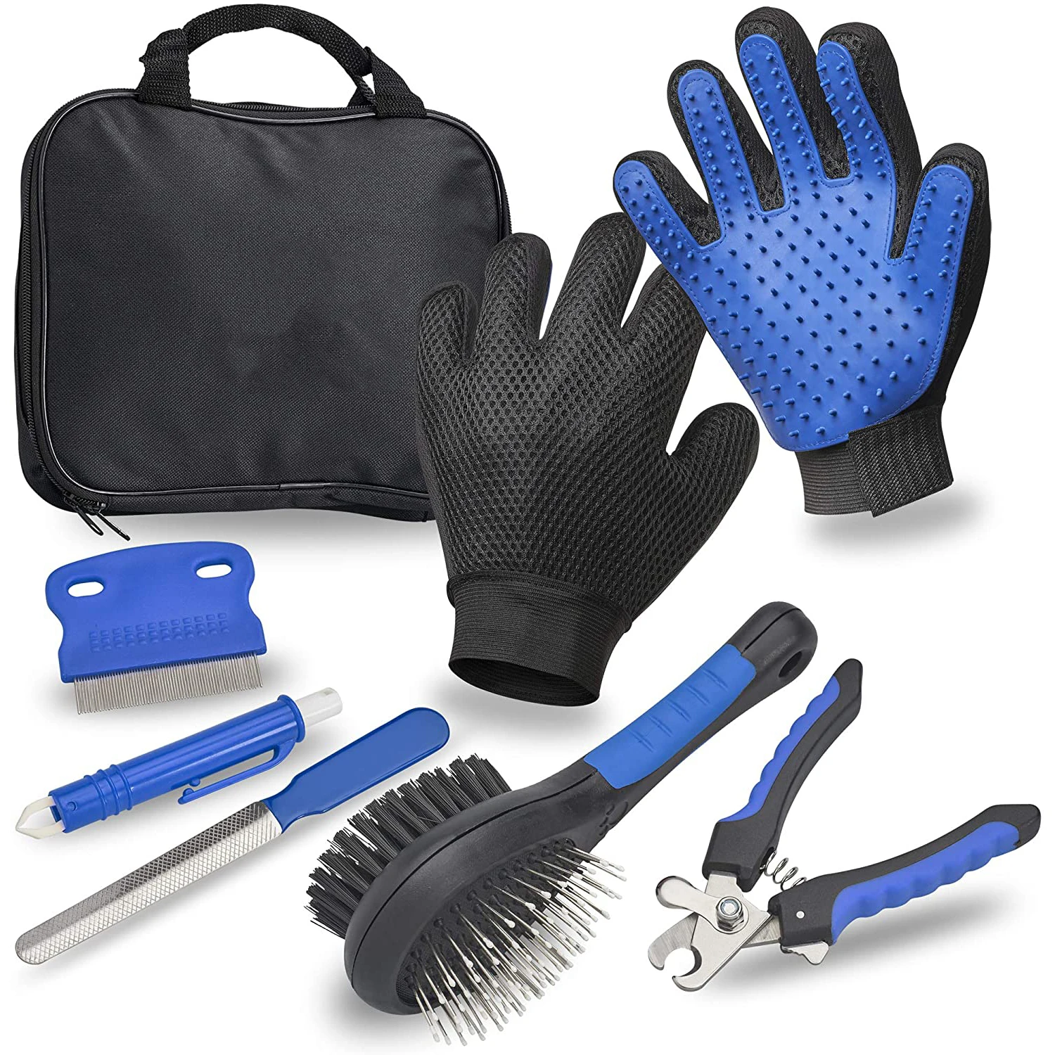 
Home 6 Piece Real Simple Spa Pet Dog Grooming Massage Brush Nail Kit Dogs with Polyester Bag 