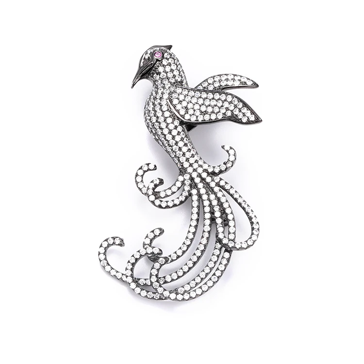 Модные женские серебряные 925 циркон брошь ювелирные изделия животных Попугай Брошь