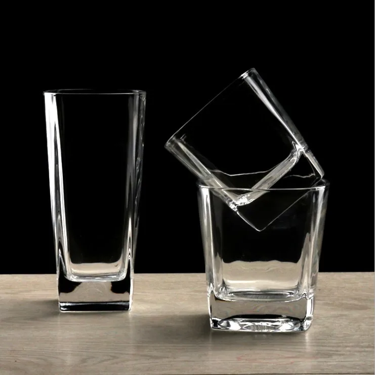 Wholesale vintage whiskey glass square whiskey glass set of 2 old fashioned whiskey glass