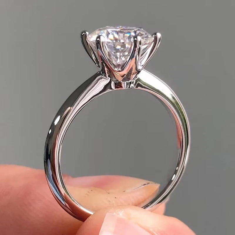 0.5-1.5cttw Lab diamond rings in 18K gold wg/yg/rg knife edge design D/E-VVS2 round cut diamond women engagement ring
