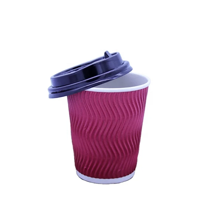 8oz Ripple Cold Paper Cups_Custom degradable disposable 8oz Ripple Cold Paper Cups_Any printed paper coffee cup in Anhui