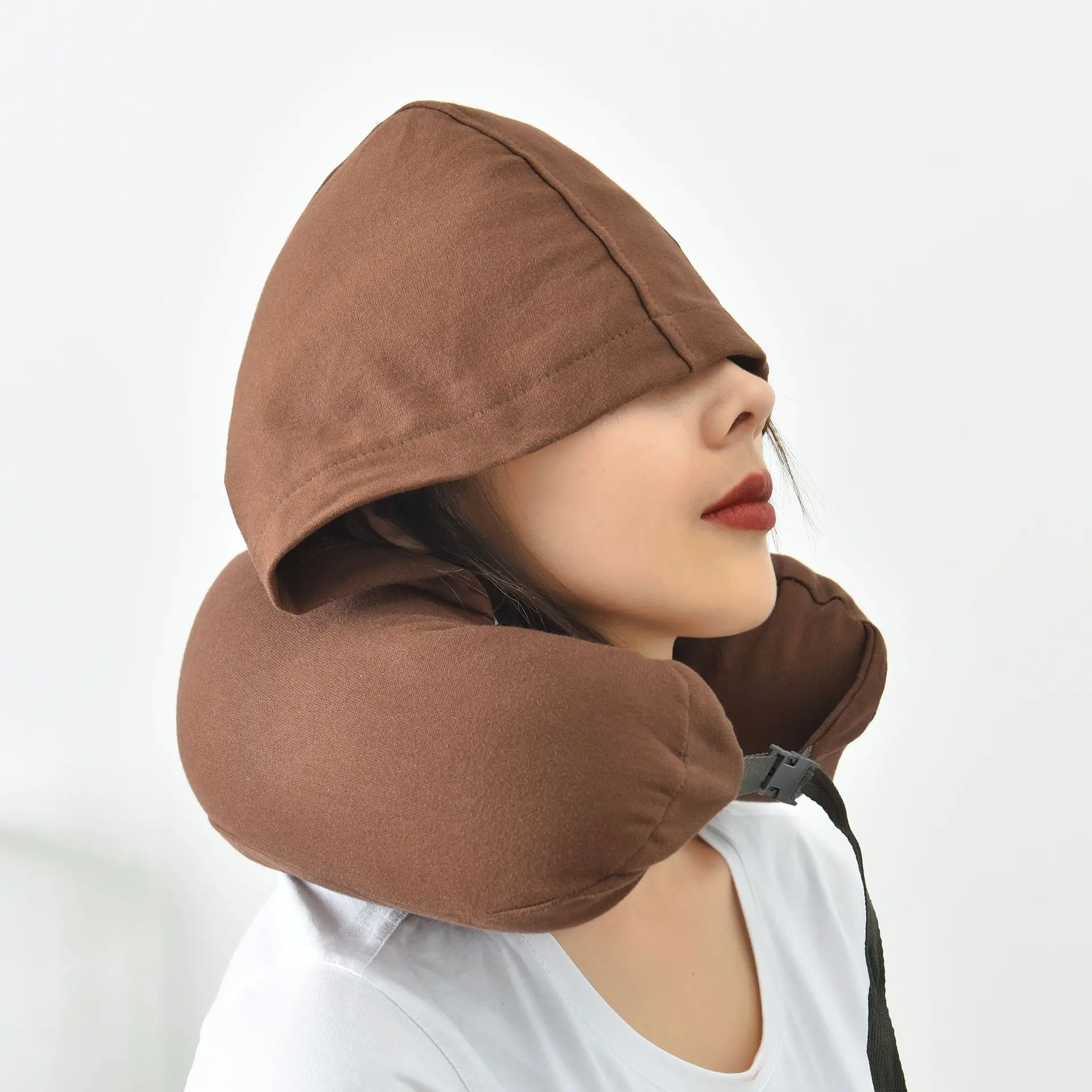 Portable Comfortable Best Ergonomic U Shape Micro Beads Hoodie Travel Pillow For Airplane