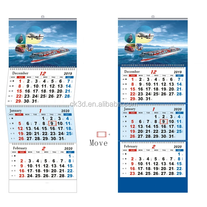 Newest custom hot sale 3 months fold wall calendar