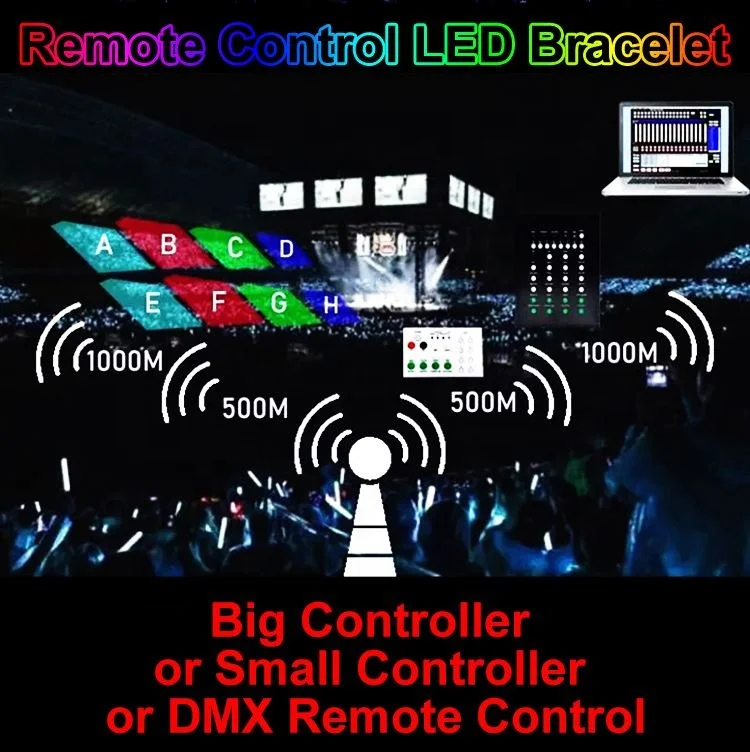 Remote Control LED Bracelets Colors Logo Silicone Flashing WristbandLed Wristband Radio Control Led Wristband