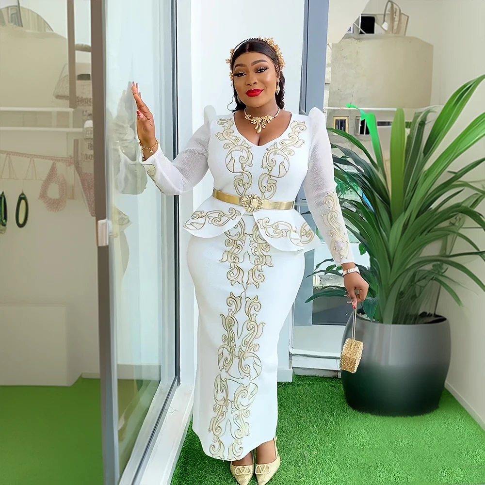 H&D Customized New Evening Dress African Costume with Belt