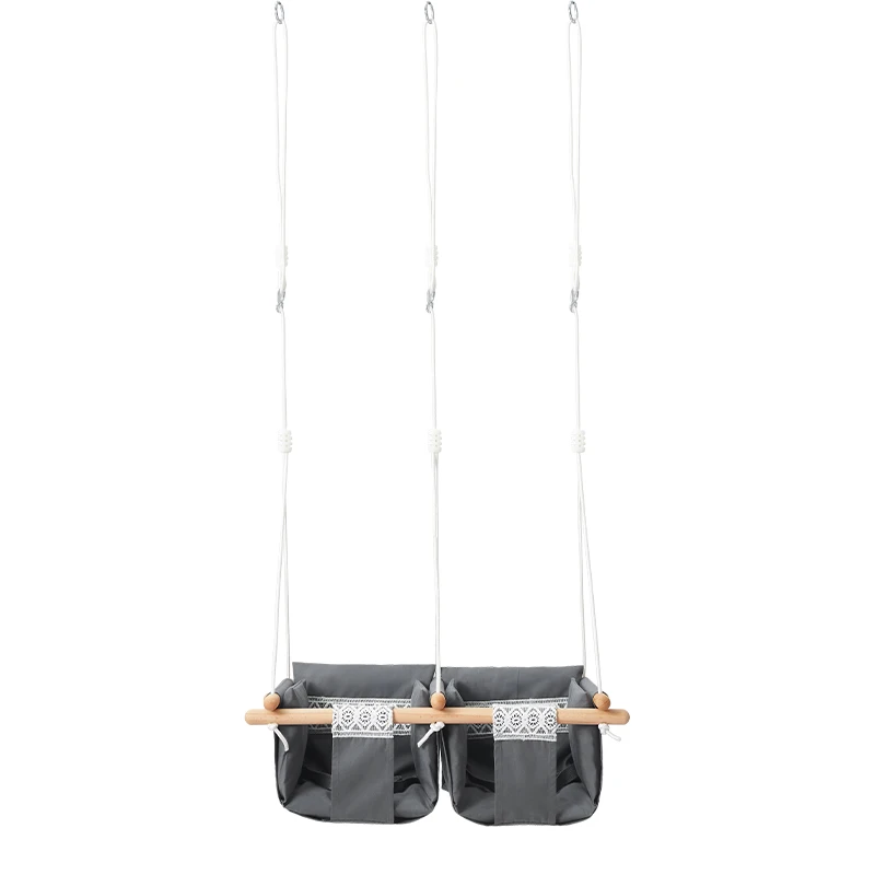 Twins swing toddler wooden baby swing Hanging wood Children Camping Cotton Baby Cradle Swing chair household Padded Bouncer