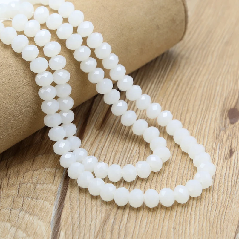 6x8mm Opaque Faceted Rondelle Beads Glass Beads for DIY Jewelry Making