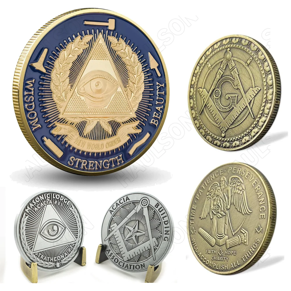 Custom Made Bulk Blue Lodge Masonic 150 Anniversary Brass Challenge Souvenir Coins