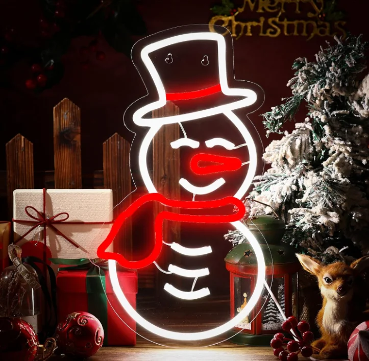 Merry Christmas Custom Neon Sign  LED Neon Sign  With Acrylic Panels Wall Decor Nightlight For Christmas Parties Home