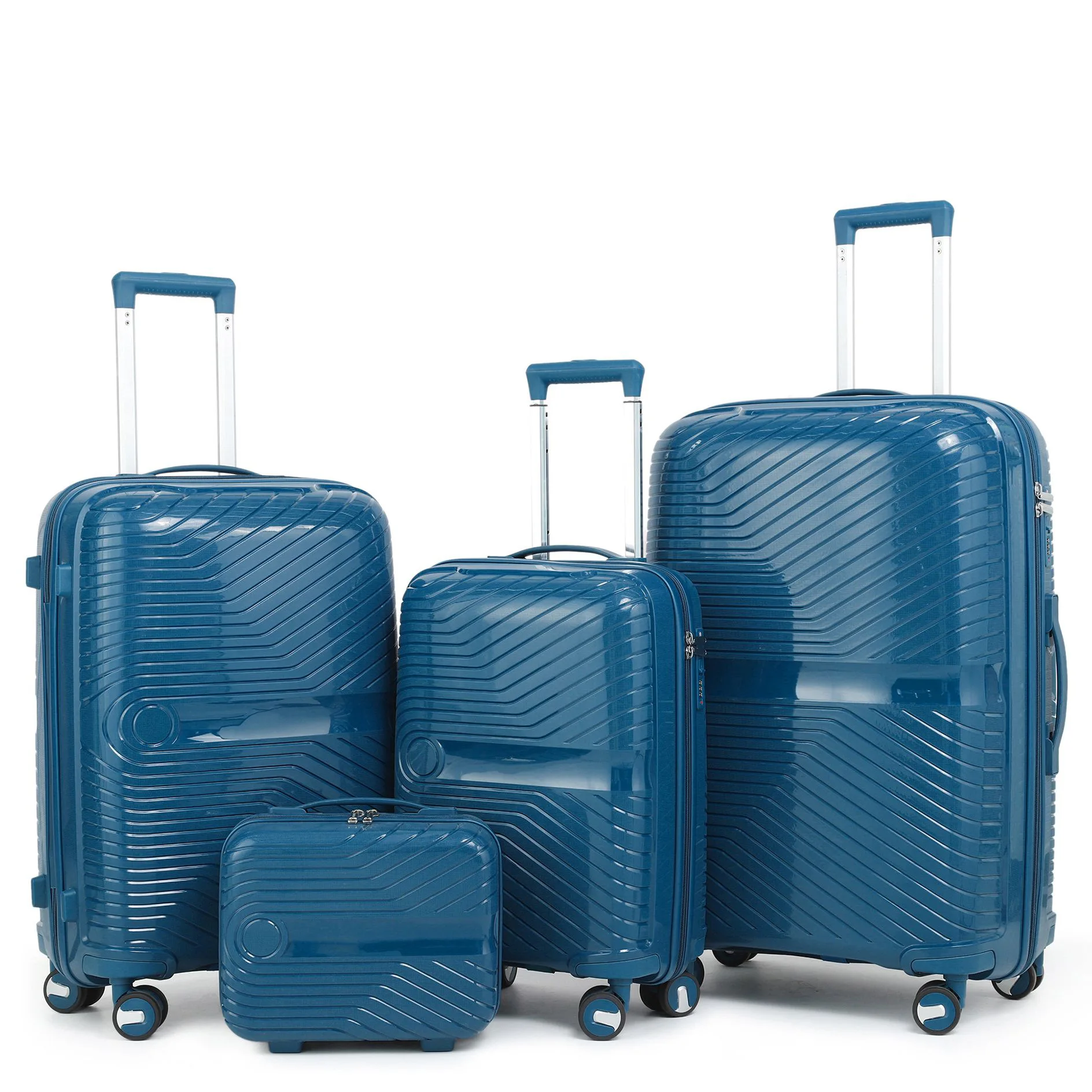 new design Universal factory direct sale multifunction spinner 360 degree wheels 4 PCS set PP luggage for outdoor travel