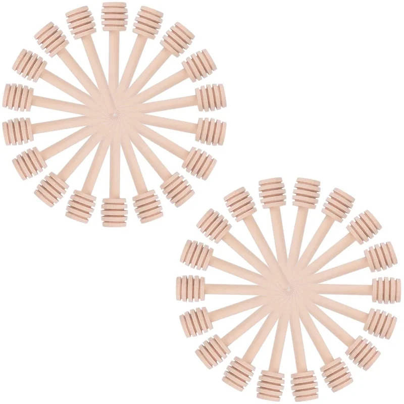 Wand High Quality Hexagon Jars With Mini Wooden Honey Dipper With Stand